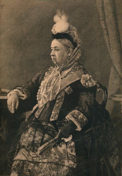 Hare Majesteit de Koningin in de jurk gedragen bij de Jubileumherdenking in Westminster Abbey, 1887 door Unbekannt