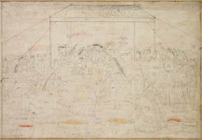 Hindoe God Krishna Gekleed in Vrouwenkleding voor Lentefestival Holi, ca. 1790 door Unbekannt