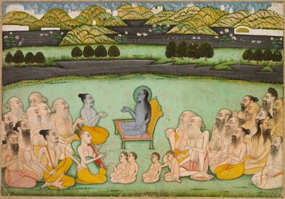 Hindoe God Krishna praat met ouderen, c. 1800 door Unbekannt