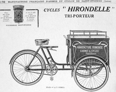 Hirondelle Saint Etienne bezorgdriewieler advertentie, 20e eeuw door Unbekannt