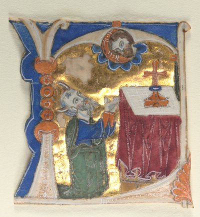 Geïllustreerde initiaal uitgesneden uit een Bijbel, 1200s door Unbekannt