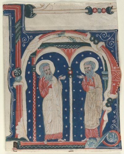 Versierde initiaal H uit een Antifonarium: SS. Paulus de kluizenaar en Antonius, ca. 1200-1230 door Unbekannt