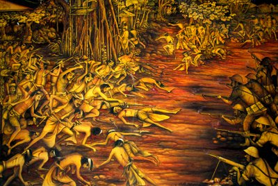 Geschiedenis; koloniale heerschappij; gevecht van de Nederlanders tegen de Balinezen in 1908; museum in het Taman Gili paleis; Klungkung; Semarapura; Bali; Indonesië; Zuidoost-Azië; Azië door Unbekannt