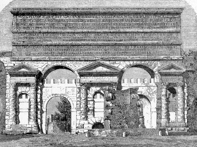 Geschiedenis van het Oude Rome. Rome gravures van 1872 Porta Maggiore, of Porta Nevia door Unbekannt