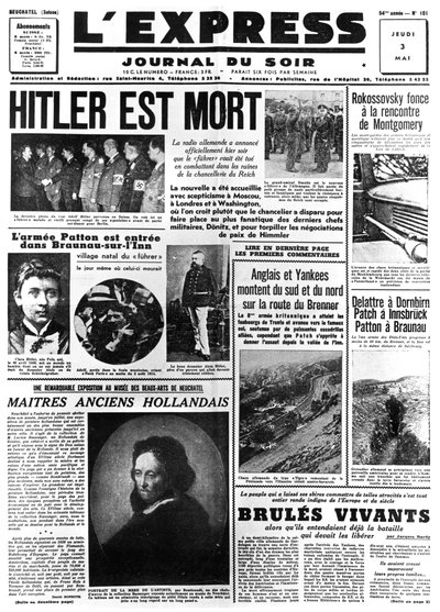 Hitler is dood, voorpagina van L