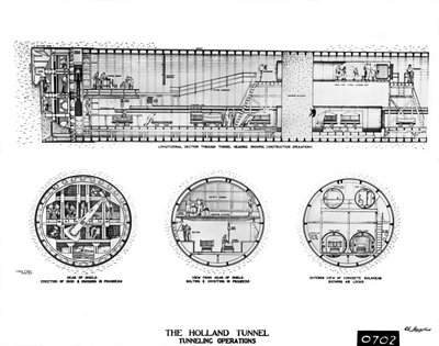 Holland Tunnel Constructie (zw/w foto) door Unbekannt