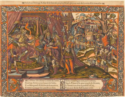 Holofernes ondervraagt Achior, ca. 1575 door Unbekannt