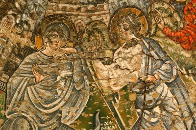 Koptisch klooster van de Heilige Maagd en Sint Jan Kame: 9e-eeuwse fresco: De Aankondiging door Unbekannt