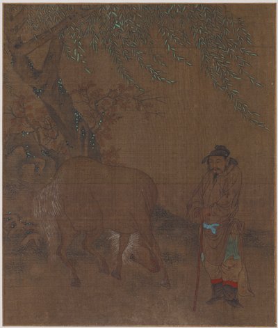 Paard en Knecht onder een Wilg, Mogelijk Ming-dynastie, 1368-1644 door Unbekannt