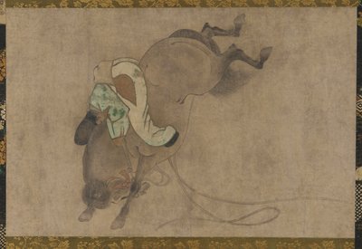 Paard en ruiter, Momoyama-periode, 1568-1615 door Unbekannt