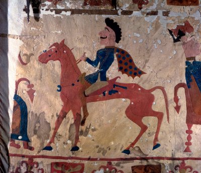 Ruiter, Pazyryk vilt artefact tapijt detail door Unbekannt