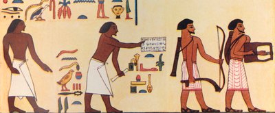 Hoe een oude Egyptenaar de komst van de Israëlieten naar Egypte schilderde, ca. 1930 door Unbekannt