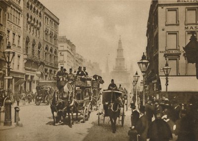 Hoe Londen is veranderd sinds hoge hoeden werden gedragen door buitenpassagiers, ca. 1900, ca. 1935 door Unbekannt