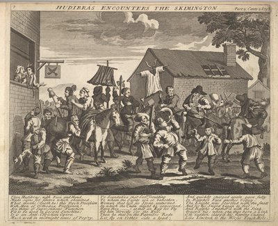 Hudibras Ontmoet de Skimmington Plaat 7: Illustraties bij Samuel Butlers Hudibras, 1725-30 door Unbekannt