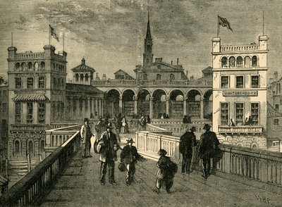 Hungerford Market, vanaf de brug, in 1850 door Unbekannt