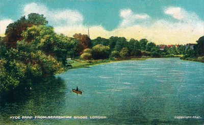 Hyde Park vanaf Serpentine Bridge, Londen, ca. 1910 door Unbekannt