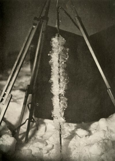 IJskristallen gevormd op de lijn van een visval, ca. 1908, 1909 door Unbekannt