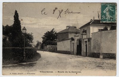 Ile de France, Val de Marne (94), Villecresnes: route de la Garenne - Ansichtkaart gedateerd 1909 door Unbekannt