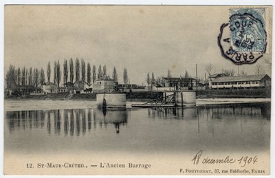 Ile de France, Val de Marne, Creteil: uitzicht op de oude dam op de Marne - Ansichtkaart gedateerd 1904 door Unbekannt