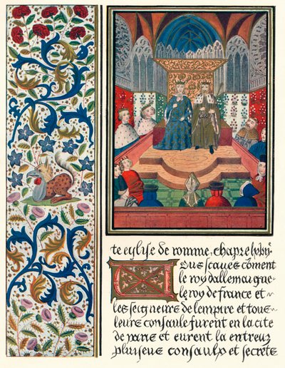 Verlichte pagina, met randversiering, ca. 1480, 1905 door Unbekannt