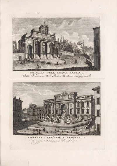 Illustratie uit het boek Verzameling van oude en moderne uitzichten van de stad Rome en omgeving van onbekende auteur en uitgegeven door Presso Piale neg.e di stampe a S. Carlo al Corso (it, 1816) door Unbekannt