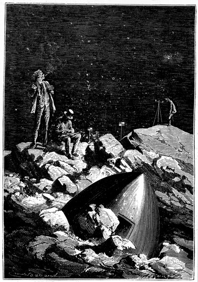 Illustratie uit De la Terre à la Lune van Jules Verne, 1865 door Unbekannt
