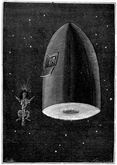 Illustratie uit De la Terre à la Lune van Jules Verne, 1865 door Unbekannt