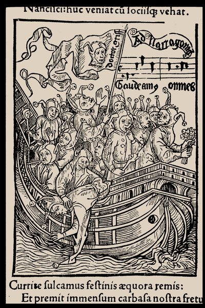 Illustratie voor het boek Ship of Fools door Sebastian Brant, 1497 door Unbekannt