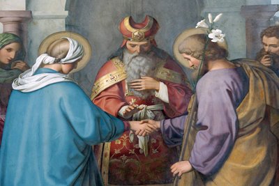Keizerlijke kathedraal van Speyer. Schilderijen door Schraudolph. Jozef en Maria. Huwelijk, Speyer, Duitsland door Unbekannt