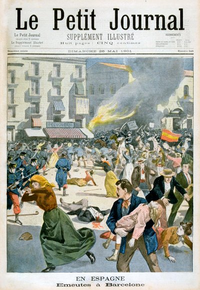 In Spanje, rellen breken uit in Barcelona, 1901 door Unbekannt