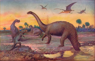 In het Saurische Tijdperk, toen de bewoners van de wereld gigantische reptielen waren, 1907 door Unbekannt
