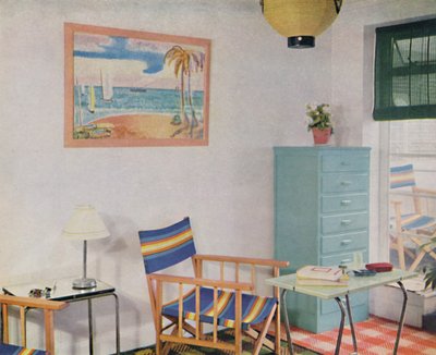 In dit kleine Londense appartement is gebruik gemaakt van goedkope meubels, 1940 door Unbekannt
