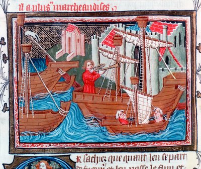 Indiase zeilschepen beschreven door Marco Polo, 15e eeuw door Unbekannt