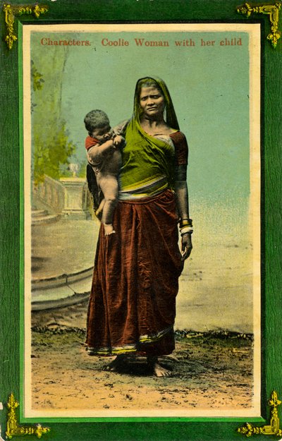 Indiase vrouw met haar kind, Calcutta, India, laat 19e of vroeg 20e eeuw door Unbekannt
