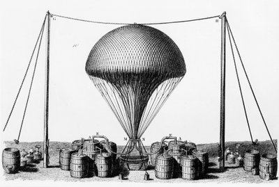 Opblazen van een waterstofballon, 1845 door Unbekannt