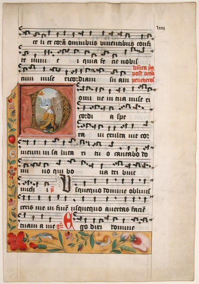 Initiaal D met koning David, uit een cisterciënzer graduale, ca. 1524 door Unbekannt