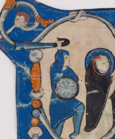 Initiaal P met het martelaarschap van Sint Pieter Martelaar, tweede helft 13e eeuw door Unbekannt