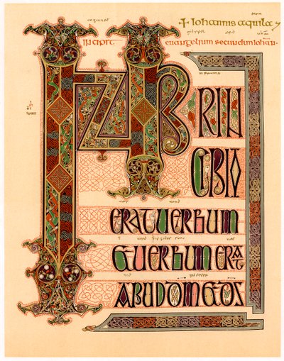 Beginpagina van de Lindisfarne-evangeliën, laat 7e of begin 8e eeuw door Unbekannt