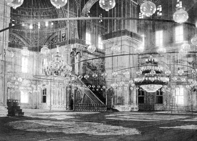 Binnen in de Moskee van Muhammad Ali bij de Saladin Citadel, Caïro, Egypte, ca. 1920s door Unbekannt