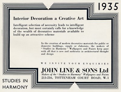 Interieurdecoratie een creatieve kunst - John Line & Sons Ltd door Unbekannt
