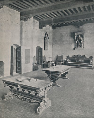 Interieur Palazzo Davanzati, Florence. Met twee 16e-eeuwse tafels, 1928 door Unbekannt
