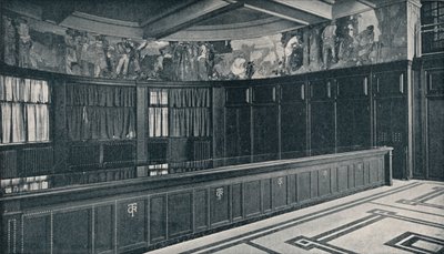 Interieur van de nieuwe kantoren van Grand Trunk Railways met tempera fries door Frank Brangwyn, ca. 1909 door Unbekannt