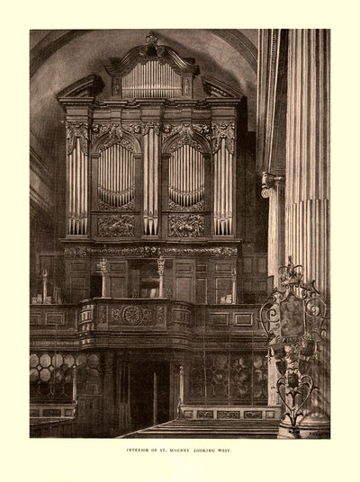 Interieur van St. Magnus, kijkend naar het westen, midden-late 19e eeuw door Unbekannt