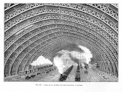 Interieur van St Pancras Station, Londen, 1865 door Unbekannt