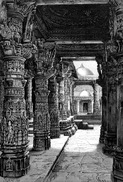 Interieur van een Jaina-tempel, Mount Abu, Rajasthan, India, 1895 door Unbekannt