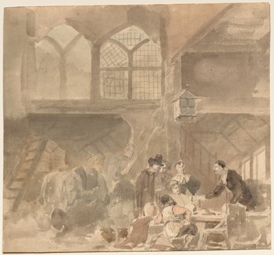 Interieur van een herberg, 1800s door Unbekannt