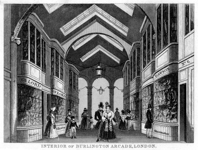 Interieur van de Burlington Arcade, Westminster, Londen, 19e eeuw door Unbekannt