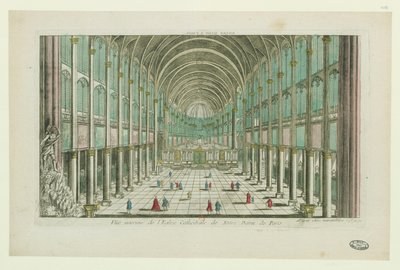 Interieur van de kathedraal Notre-Dame de Paris door Unbekannt