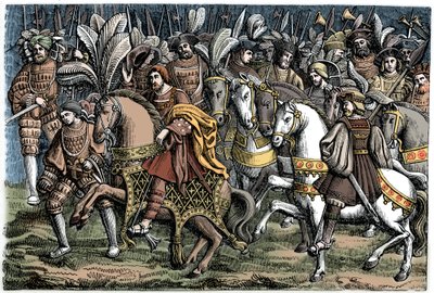Interview tussen Frans I en Hendrik VIII, op het Veld van het Gouden Laken, 1520, 1870 door Unbekannt