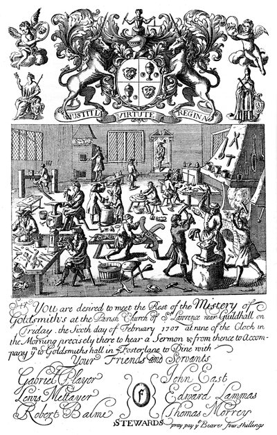Uitnodiging voor een vergadering van de Goldsmiths Company, 1707 door Unbekannt